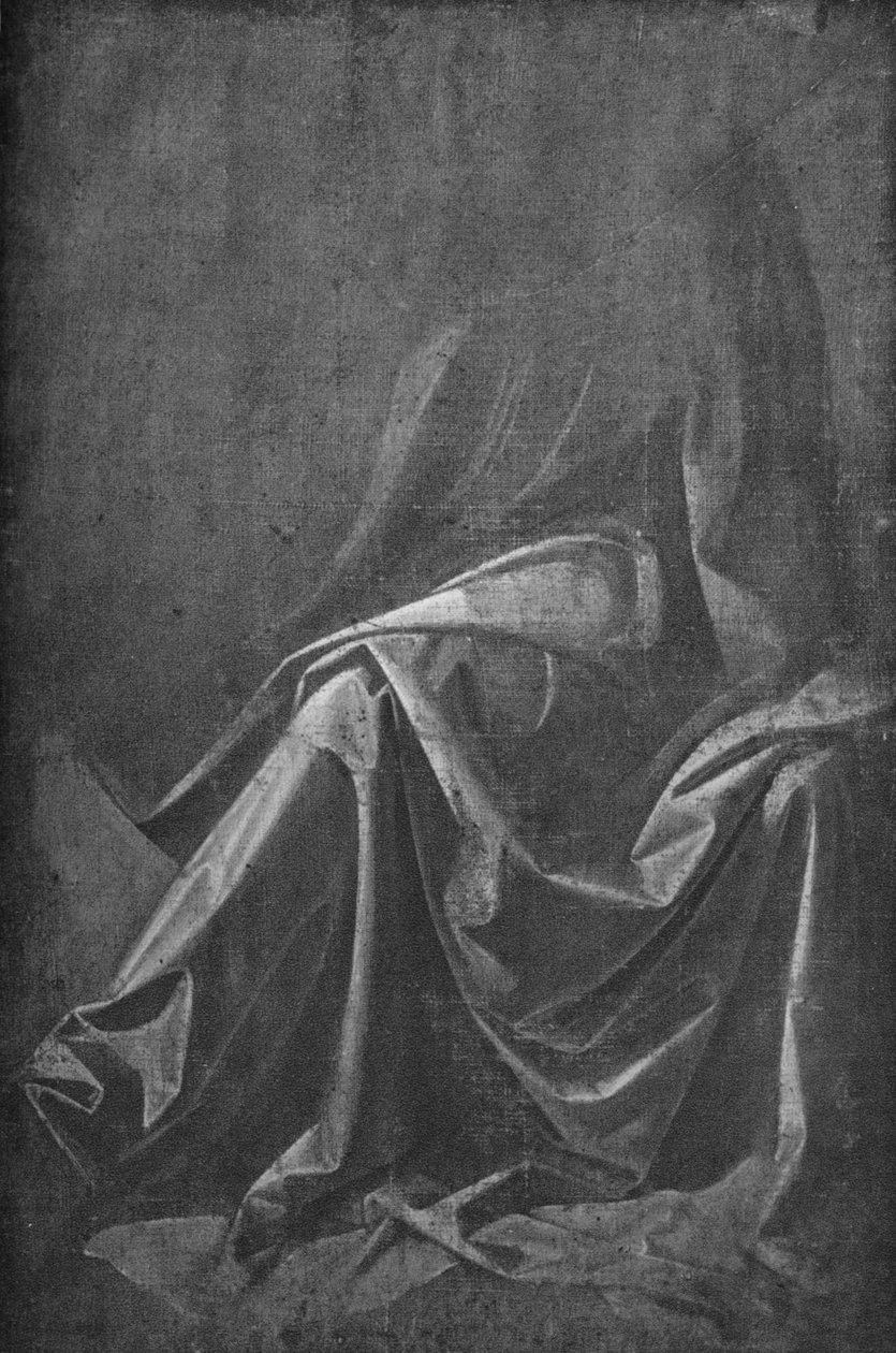 Støpt av draperi for en sittende figur, c1475 1945 av Leonardo da Vinci