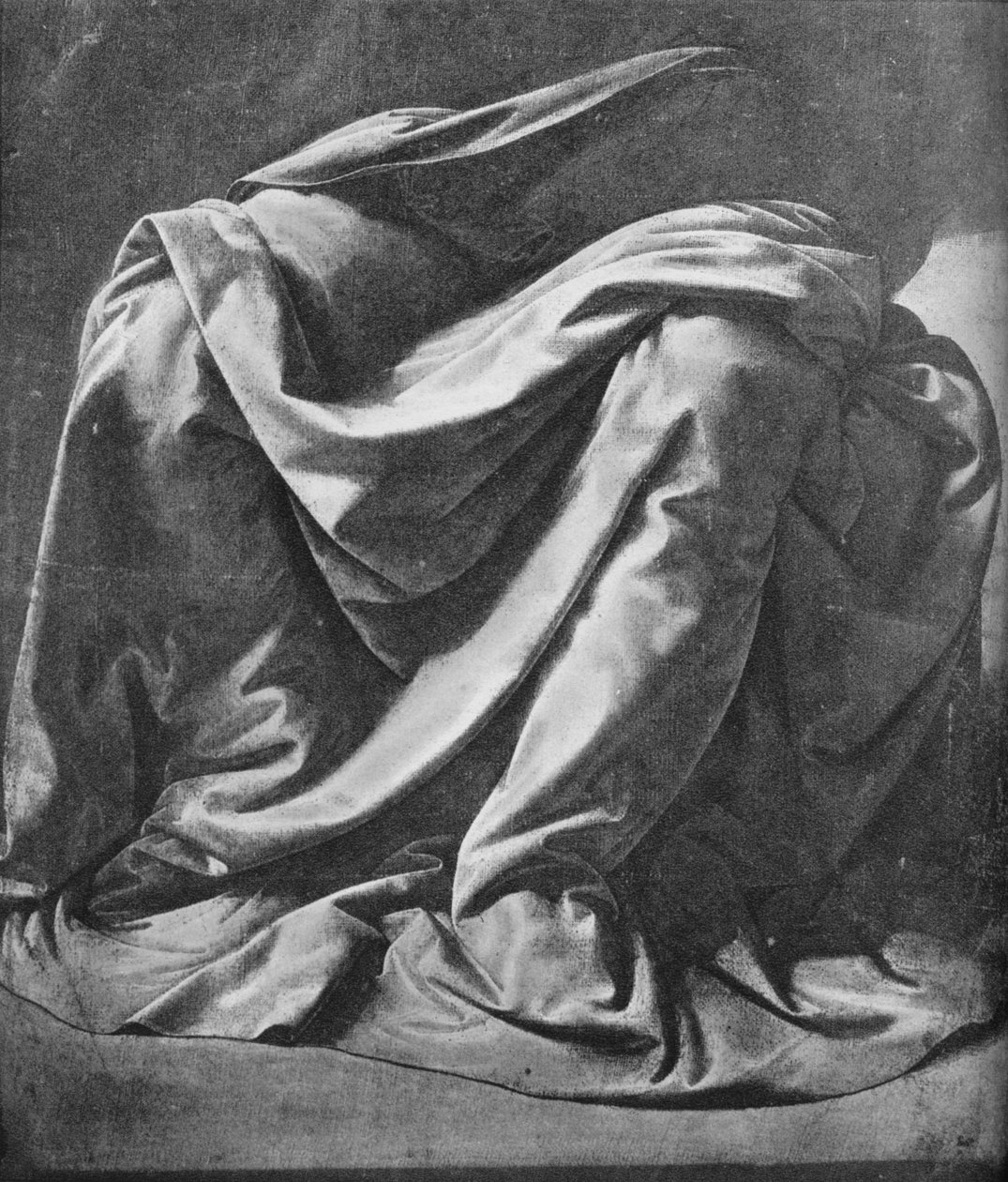 Støpt av draperi for bena til en sittende figur, 1470-1484 1945 av Leonardo da Vinci