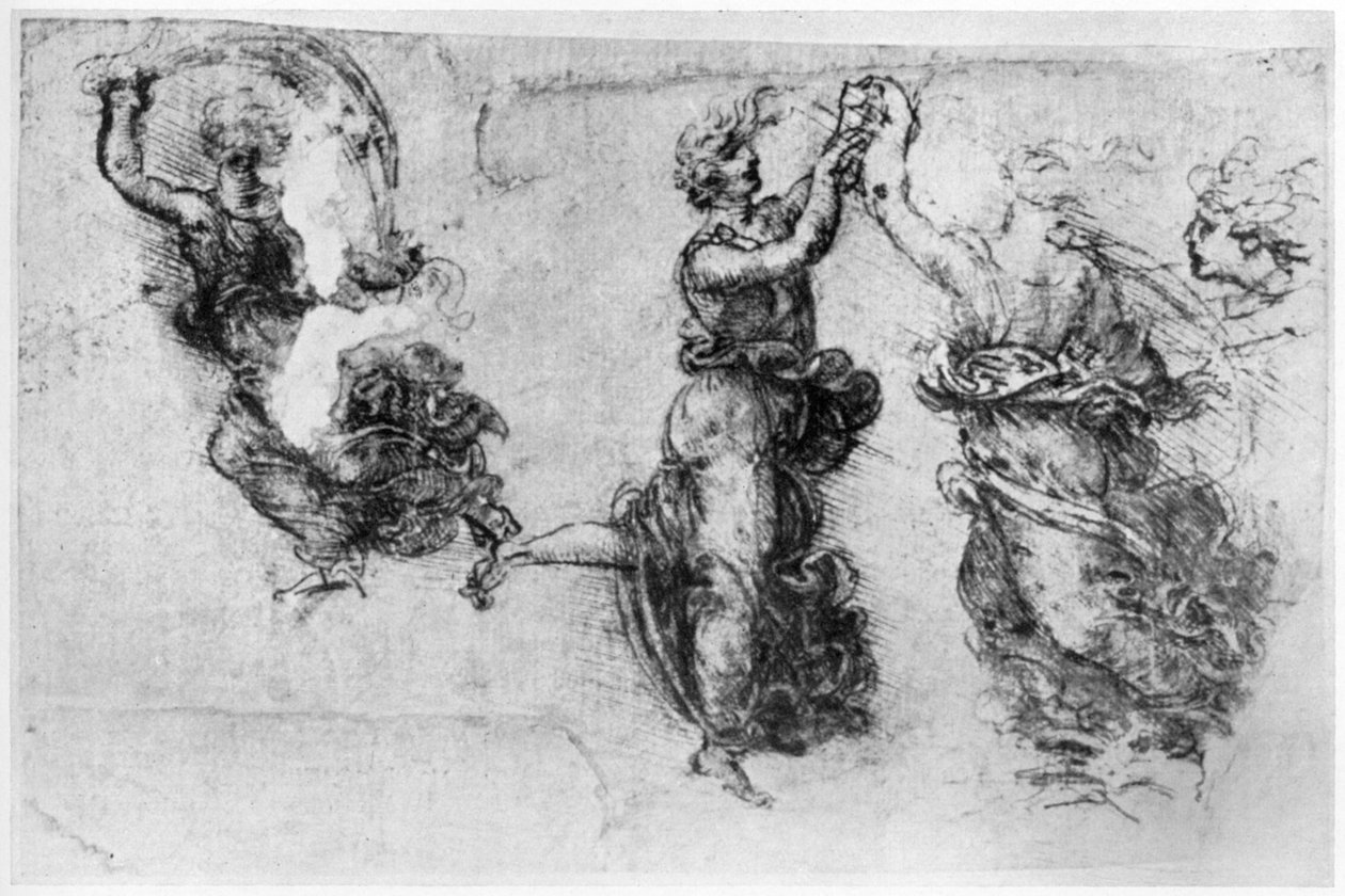 Dansende kvinner, slutten av 1400- eller begynnelsen av 1500-tallet 1954. av Leonardo da Vinci