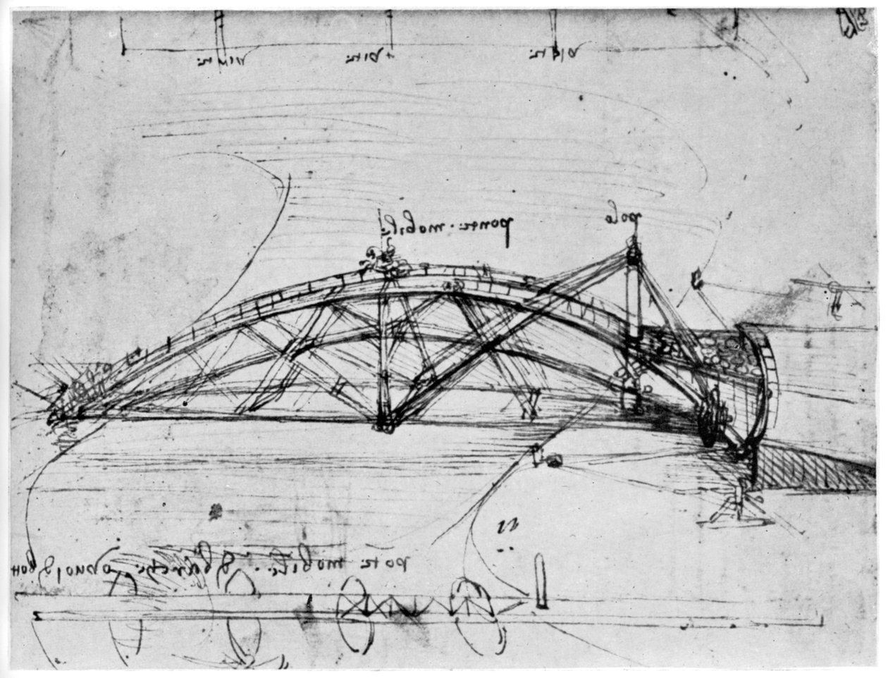 Design for en parabolsk svingbro, 1480-1490 1954. av Leonardo da Vinci