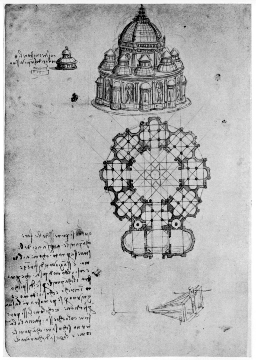 Design for en sentral kirke, c1488 1954. av Leonardo da Vinci
