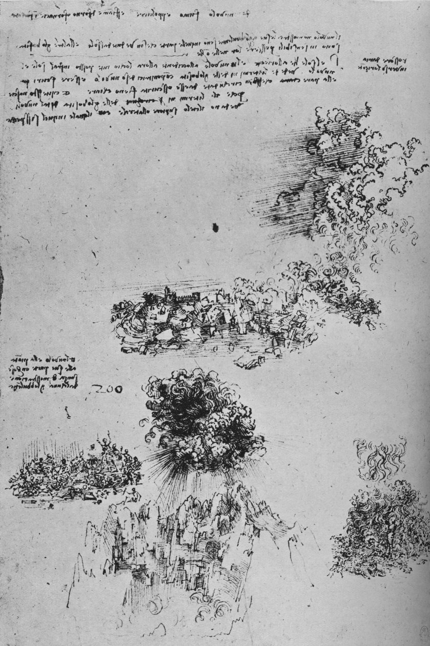 Ødeleggelse regnet fra himmelen på jorden, c1480 1945 av Leonardo da Vinci