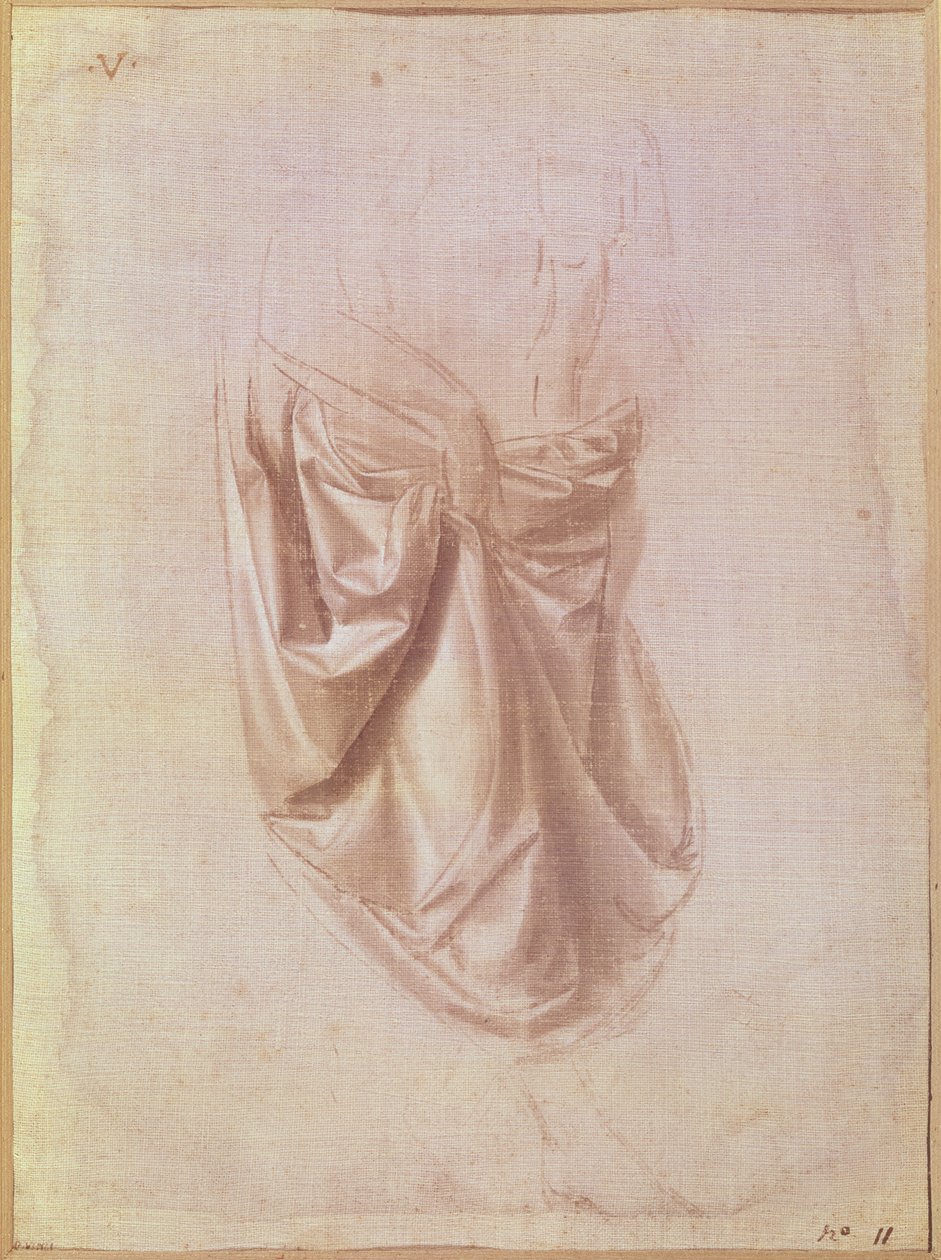 Draperistudie (gouache på lerret) av Leonardo da Vinci