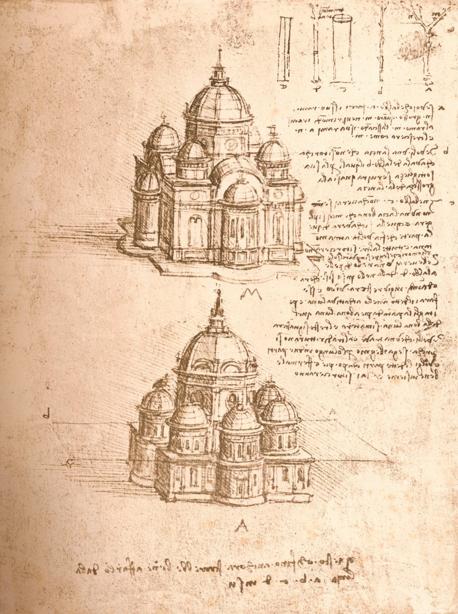 Tegning av kirker, c1472-c1519 1883 av Leonardo da Vinci