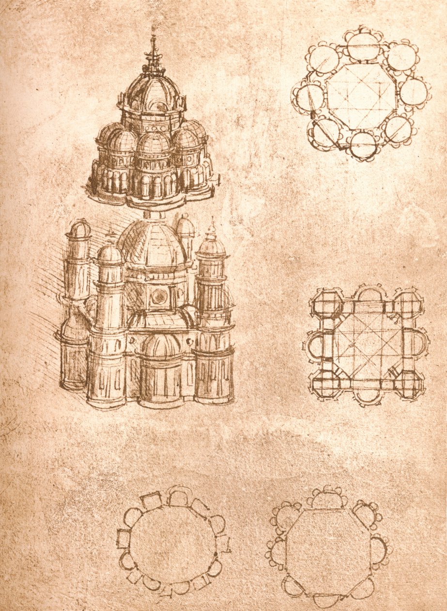 Tegning av kirker, c1472-c1519 1883 av Leonardo da Vinci