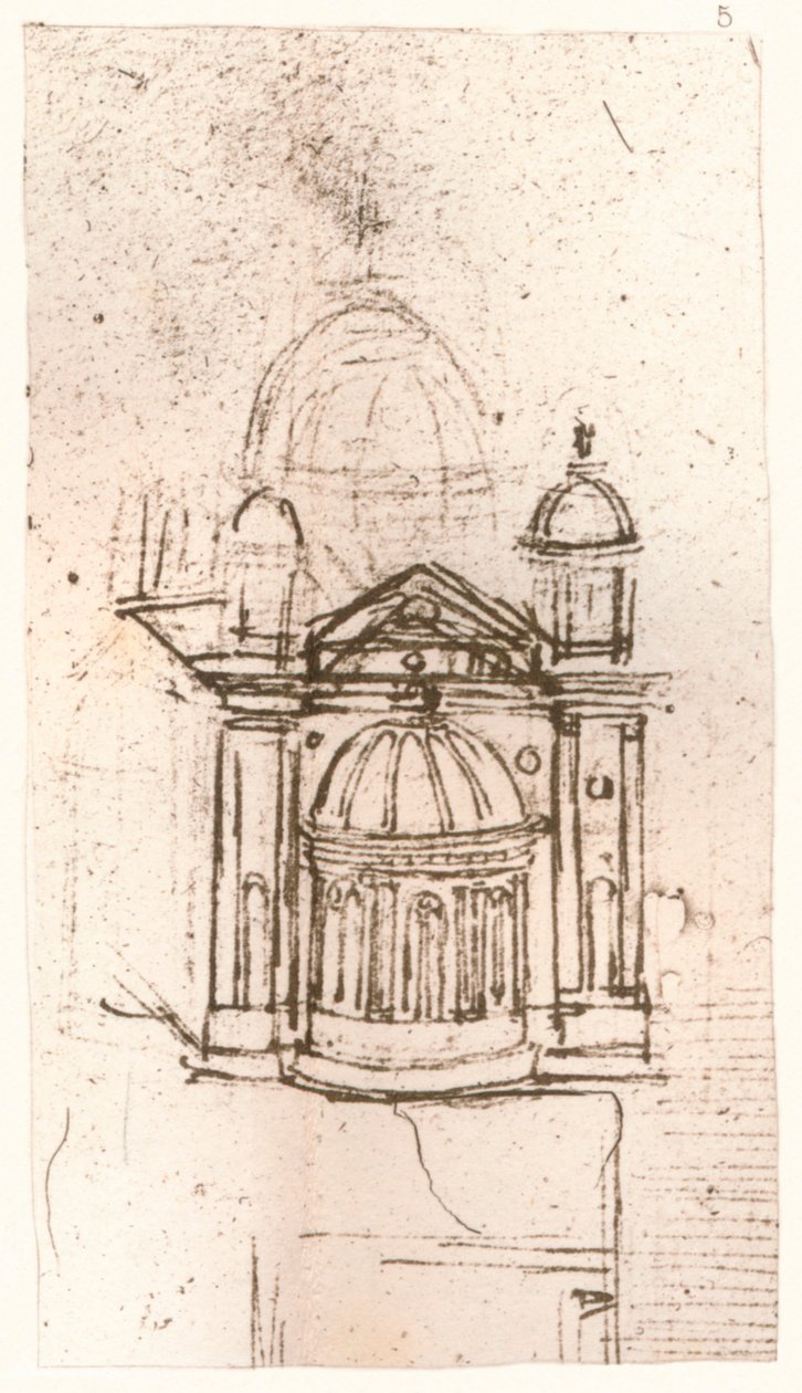 Tegning av kirkelig arkitektur, c1472-c1519 1883 av Leonardo da Vinci