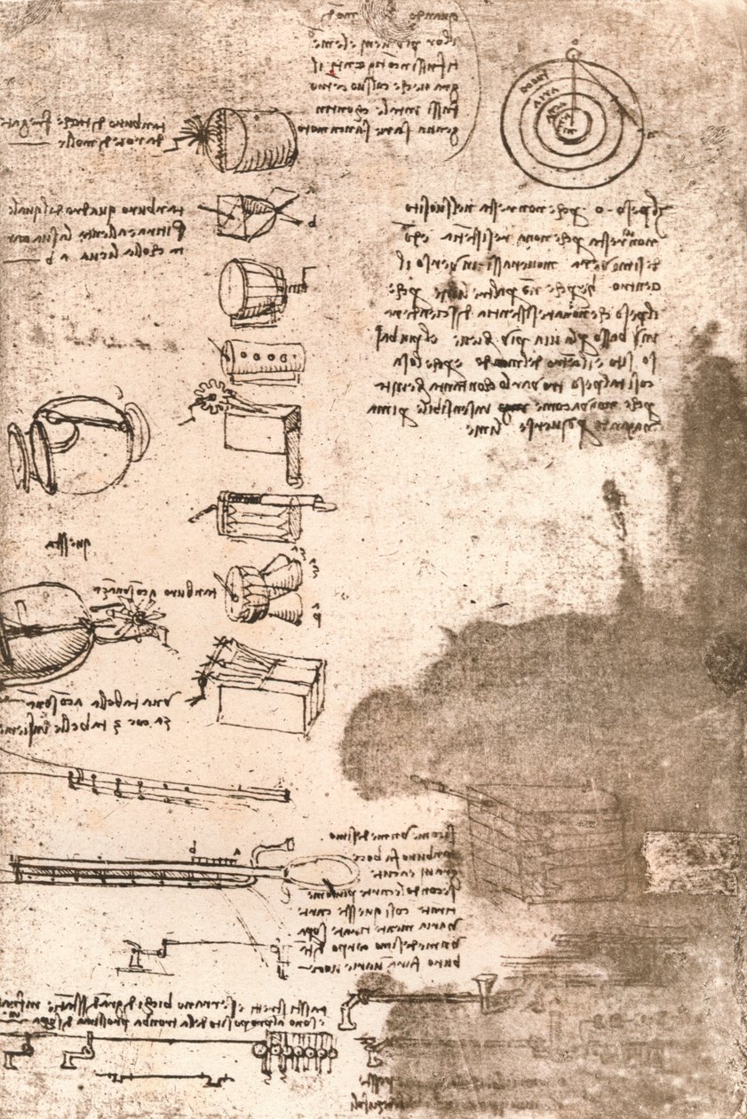 Tegning av musikkinstrumenter og andre gjenstander, c1472-c1519 1883 av Leonardo da Vinci