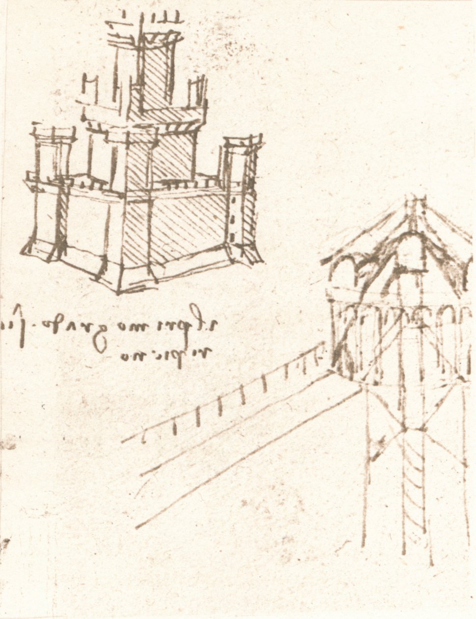 Tegning av prosjekter for slott og villaer, c1472-c1519 1883 av Leonardo da Vinci