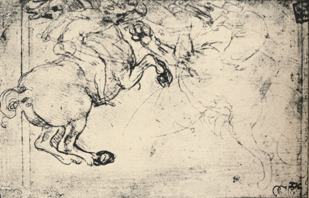 Fight Between a Horseman and a Griffin, c1480 1945 av Leonardo da Vinci