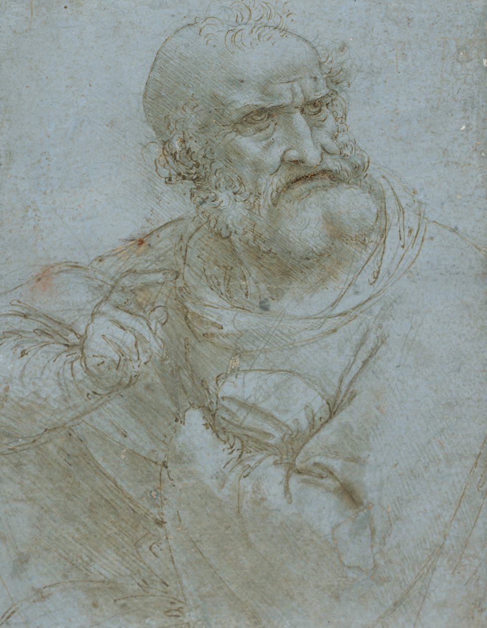 Figur av en apostel, ca. 1495 (penn og blekk og metallpunkt på papir) av Leonardo da Vinci