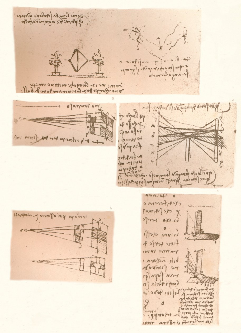 Fem tegninger som illustrerer teorien om maleri, c1472-c1519 1883 av Leonardo da Vinci