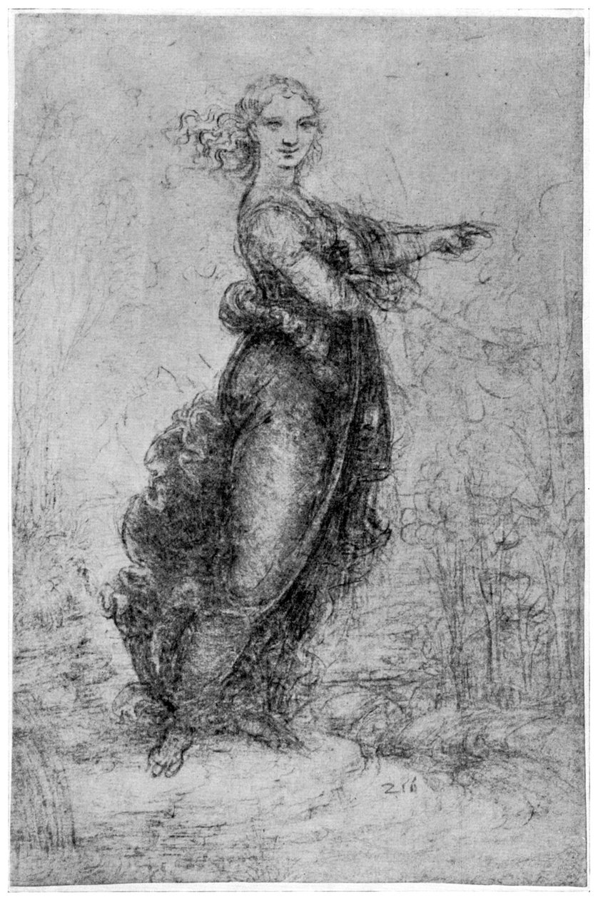 Flytende kvinneskikkelse, sent på 1400- eller tidlig på 1500-tallet 1954. av Leonardo da Vinci