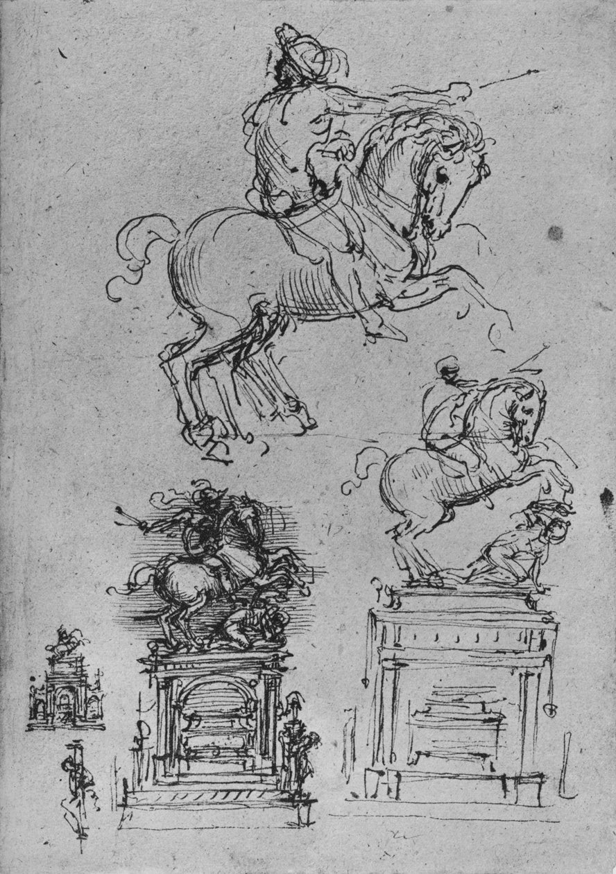 Fire studier for et ryttermonument, c1480 1945 av Leonardo da Vinci