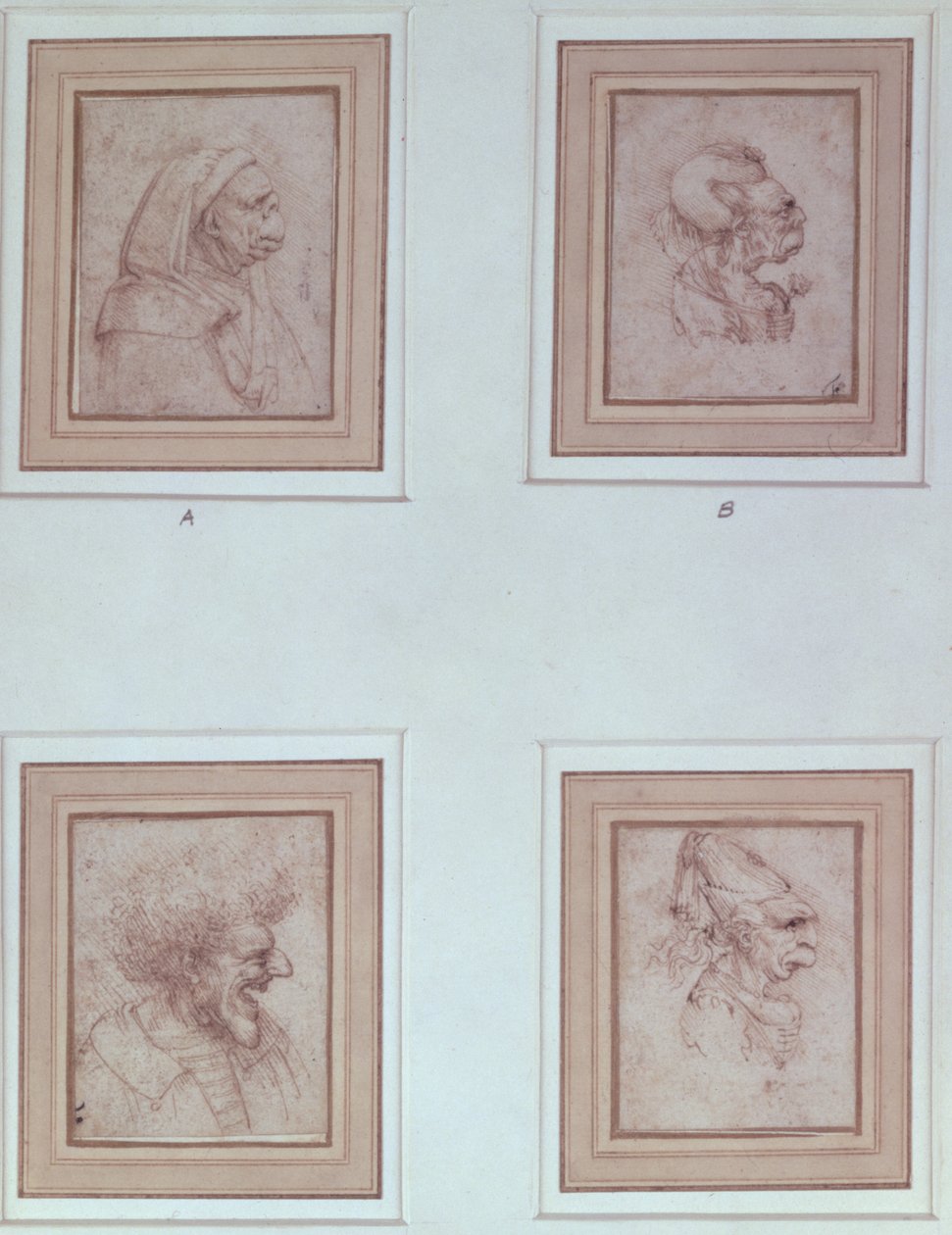 Fire karikaturer av Leonardo da Vinci