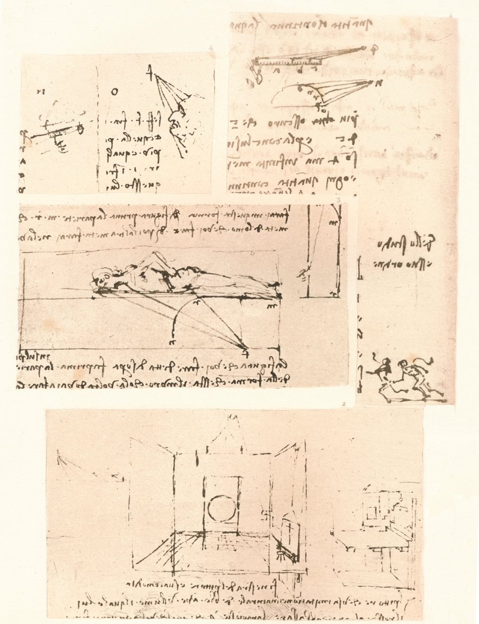 Fire tegninger som illustrerer praksisen med maleri, c1472-c1519 1883 av Leonardo da Vinci