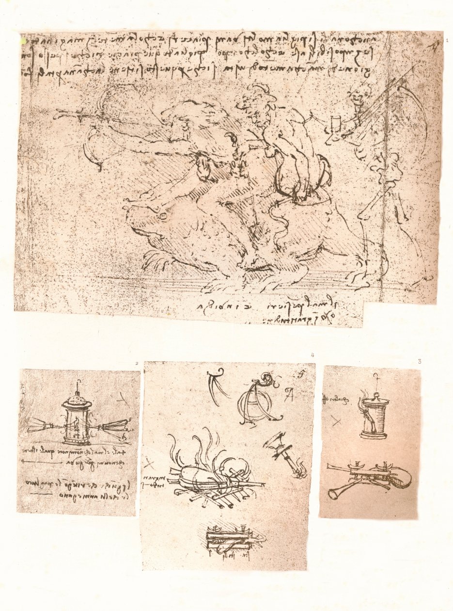 Fire tegninger av allegoriske representasjoner, c1472-c1519 1883 av Leonardo da Vinci