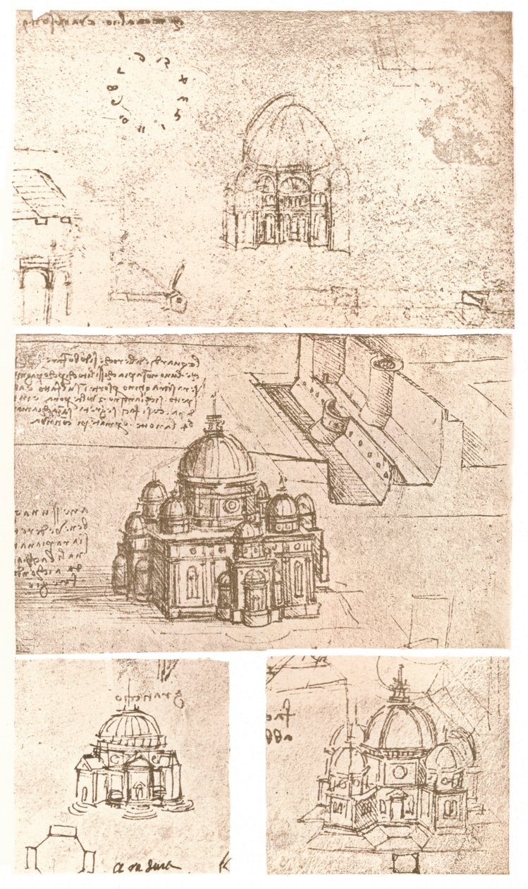 Fire tegninger av kirkelig arkitektur, c1472-c1519 1883 av Leonardo da Vinci