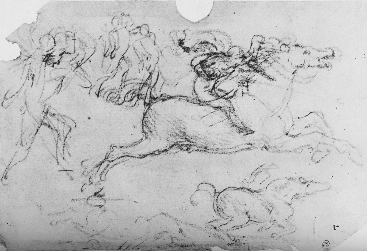 Galopperende rytter og andre figurer, c1480 1945 av Leonardo da Vinci