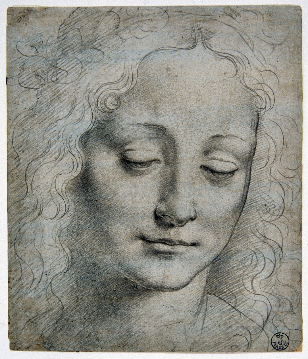 Giovanni Antonio Boltraffio (Beltraffio) (1467 - 1516) (den mest kjente eleven til Leonard de Vinci): leder av en guttekrone av blader på samme måte som Verrocchio, GDSU 425 E av Leonardo da Vinci