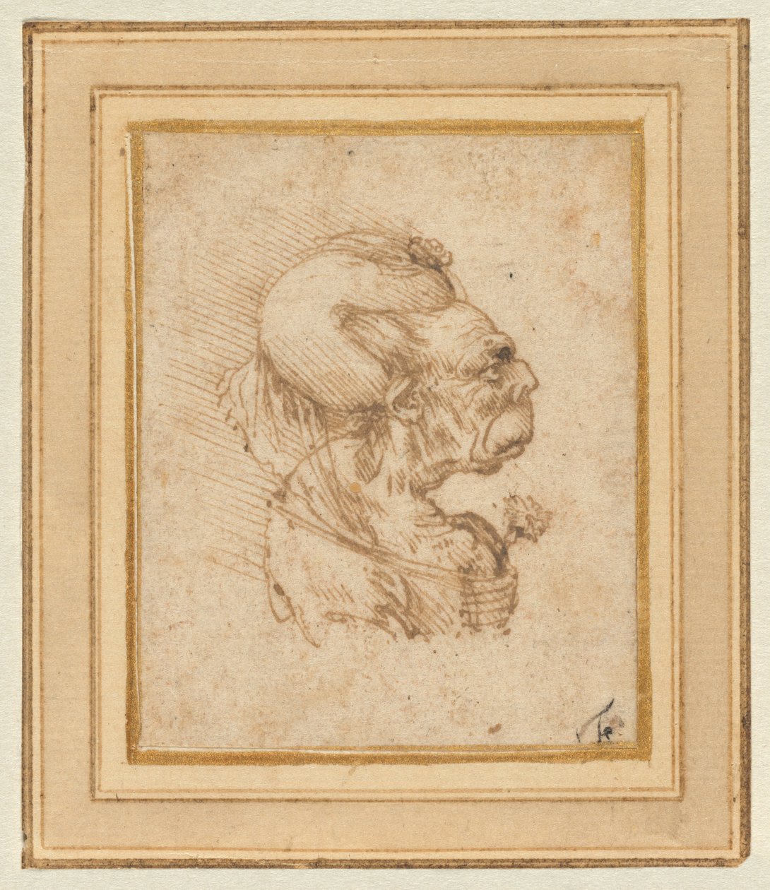 Et grotesk hode av en gammel kvinne av Leonardo da Vinci