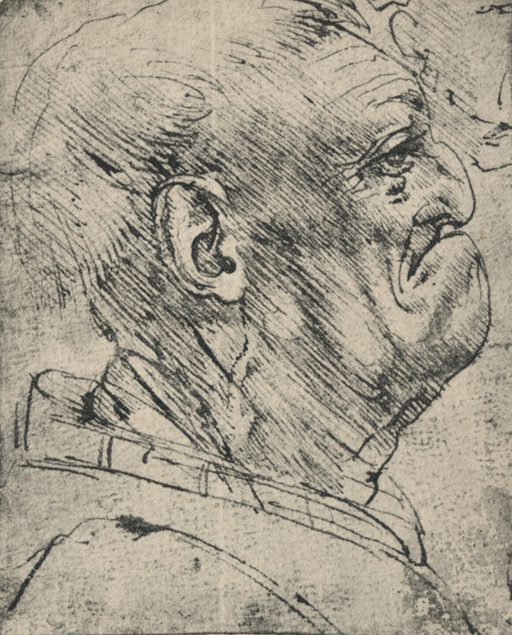 Grotesk profil av en mann til høyre, c1480 1945 av Leonardo da Vinci