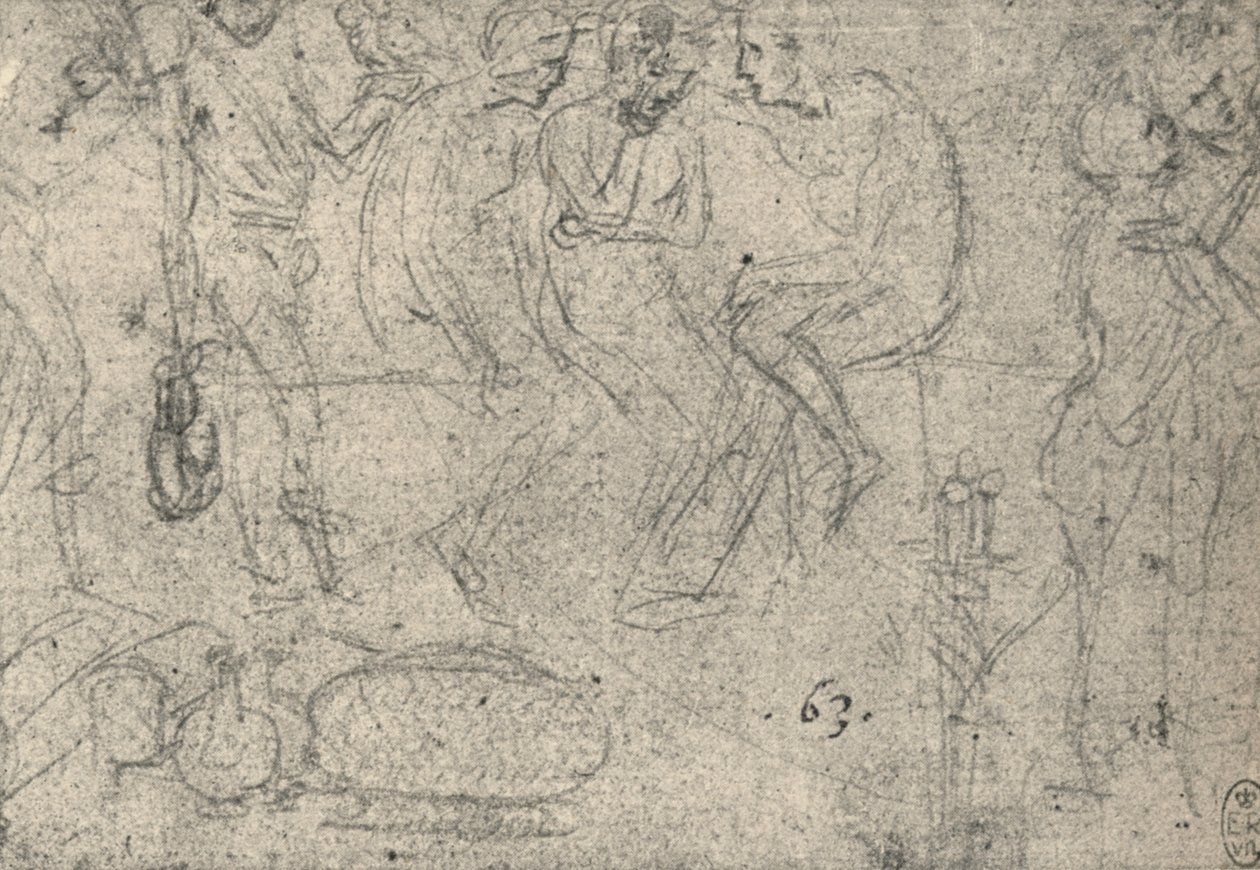 Gruppe av figurer i samtale, c1480 1945 av Leonardo da Vinci