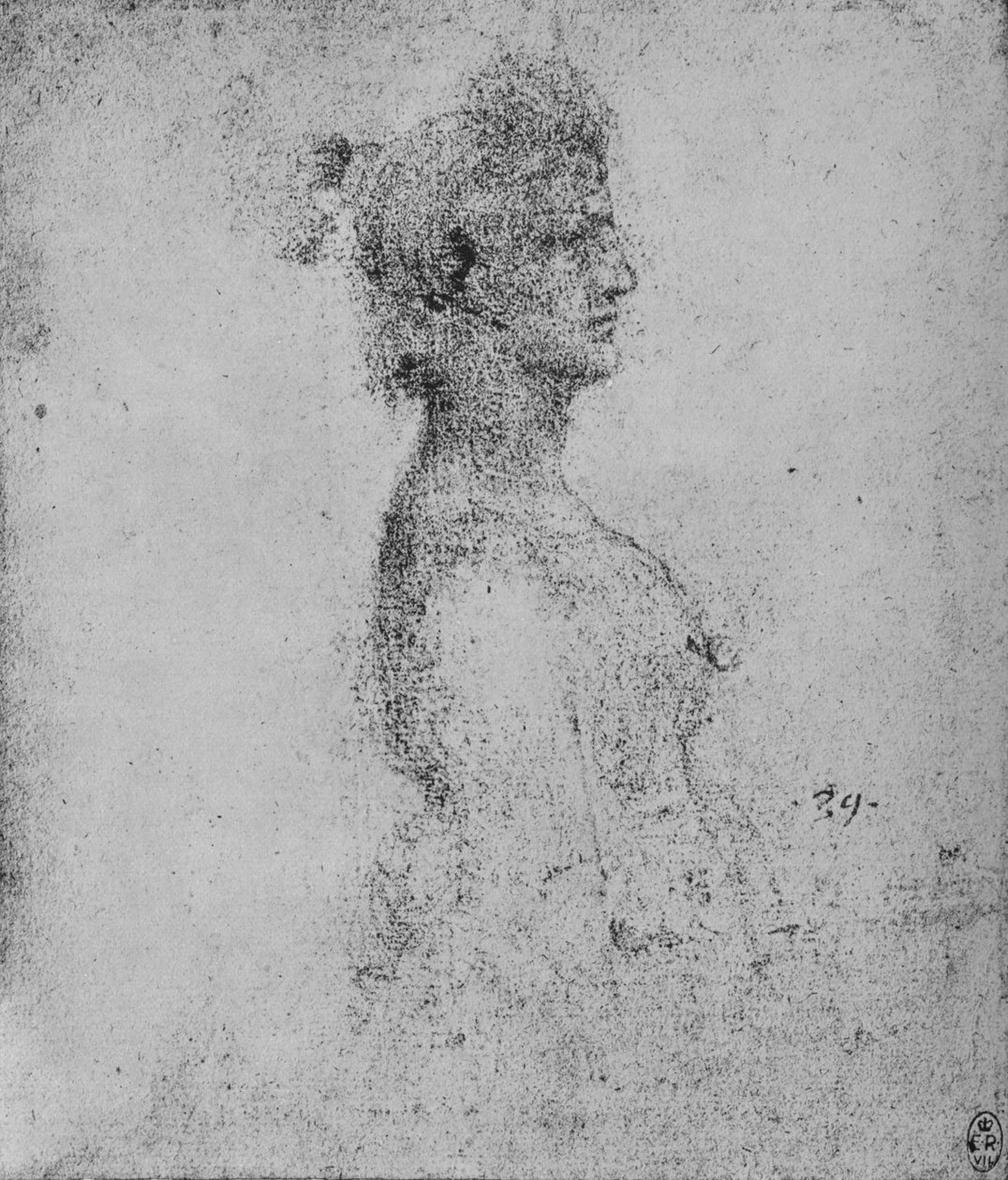 Halv lengde av en ung kvinne i profil til høyre, c1480 1945 av Leonardo da Vinci