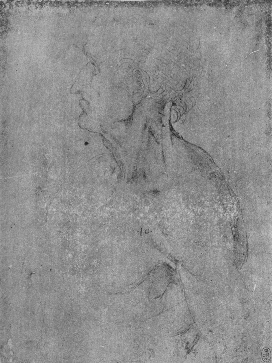 Head and Bust of an Old Man to the Venstre, c1480 1945 av Leonardo da Vinci