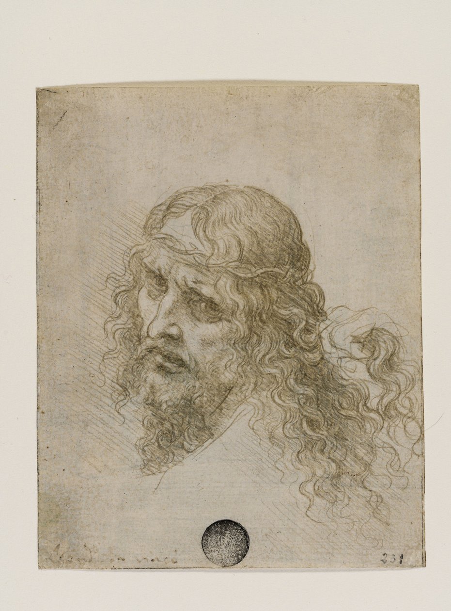 Kristi hode kronet med torner, ca. 1500. av Leonardo da Vinci
