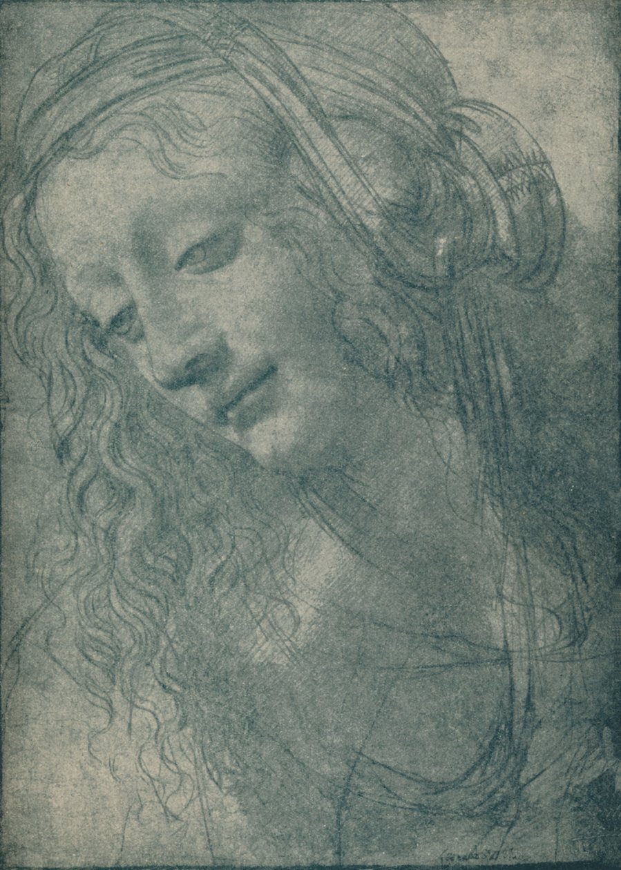 Head of a Virgin, c1400-tallet, 1932 av Leonardo da Vinci