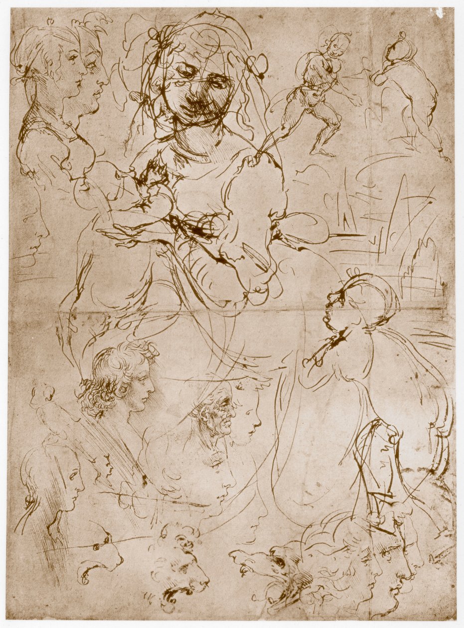 Knelende Madonna med barnet og St.John, 1478-1480 av Leonardo da Vinci