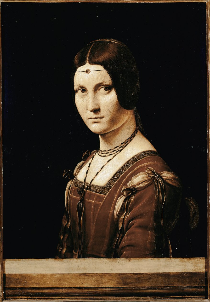 La Belle Ferronniere. (olje på tre av Leonardo da Vinci