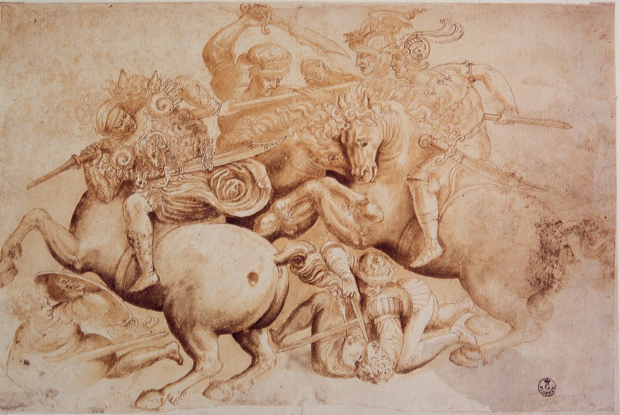 Leonardo da Vinci (Leonardo da Vinci) (1452 - 1519): Kopi av slaget ved Anghiari (29. juni av Leonardo da Vinci