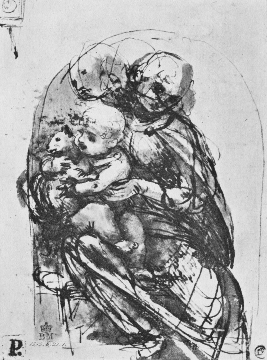 Madonna og barn med en katt, 1478-1481 1945 av Leonardo da Vinci