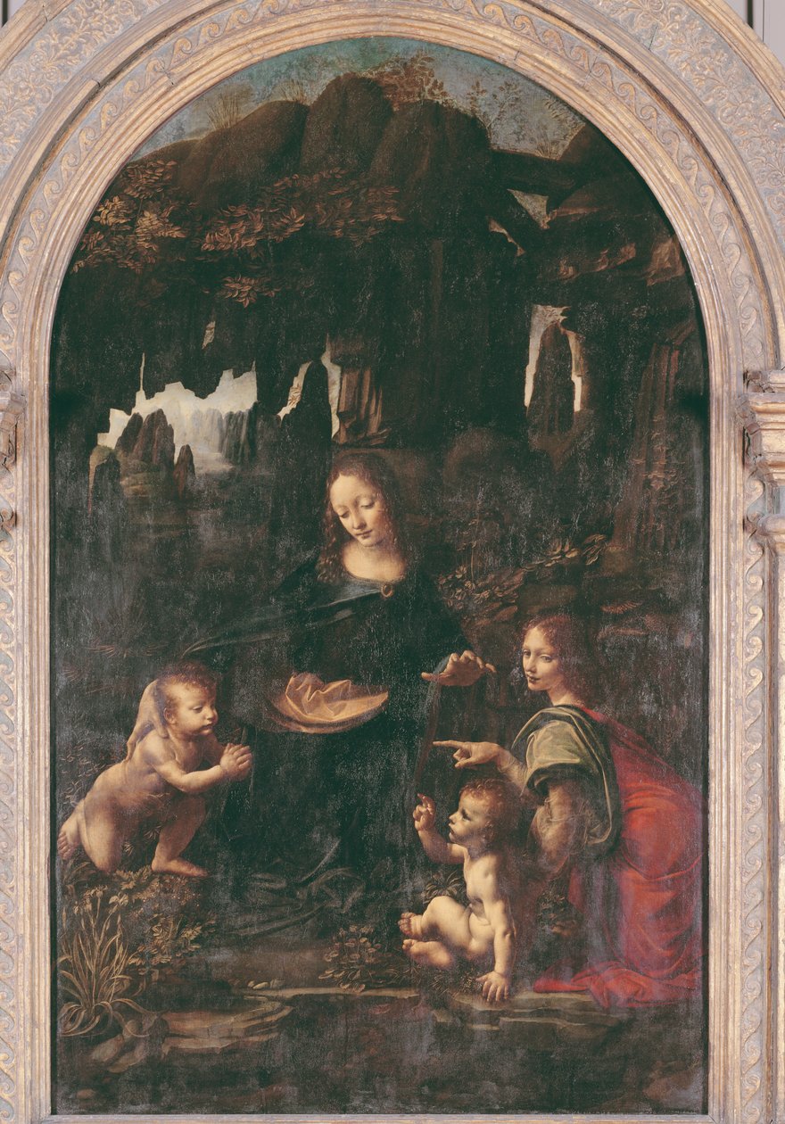 Madonna of the Rocks, ca. 1478 (olje på panel overført til lerret) av Leonardo da Vinci