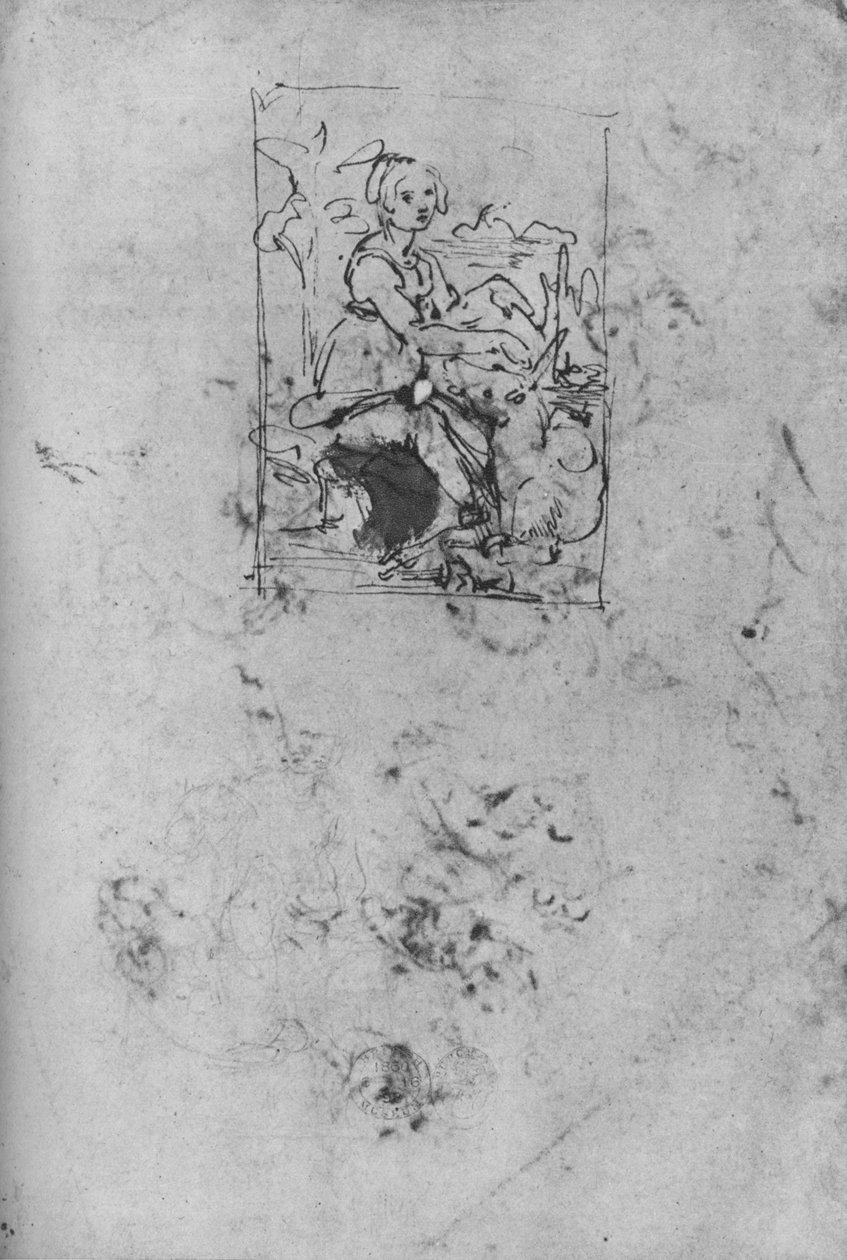 Maiden with a Unicorn, c1478-1480 1945 av Leonardo da Vinci