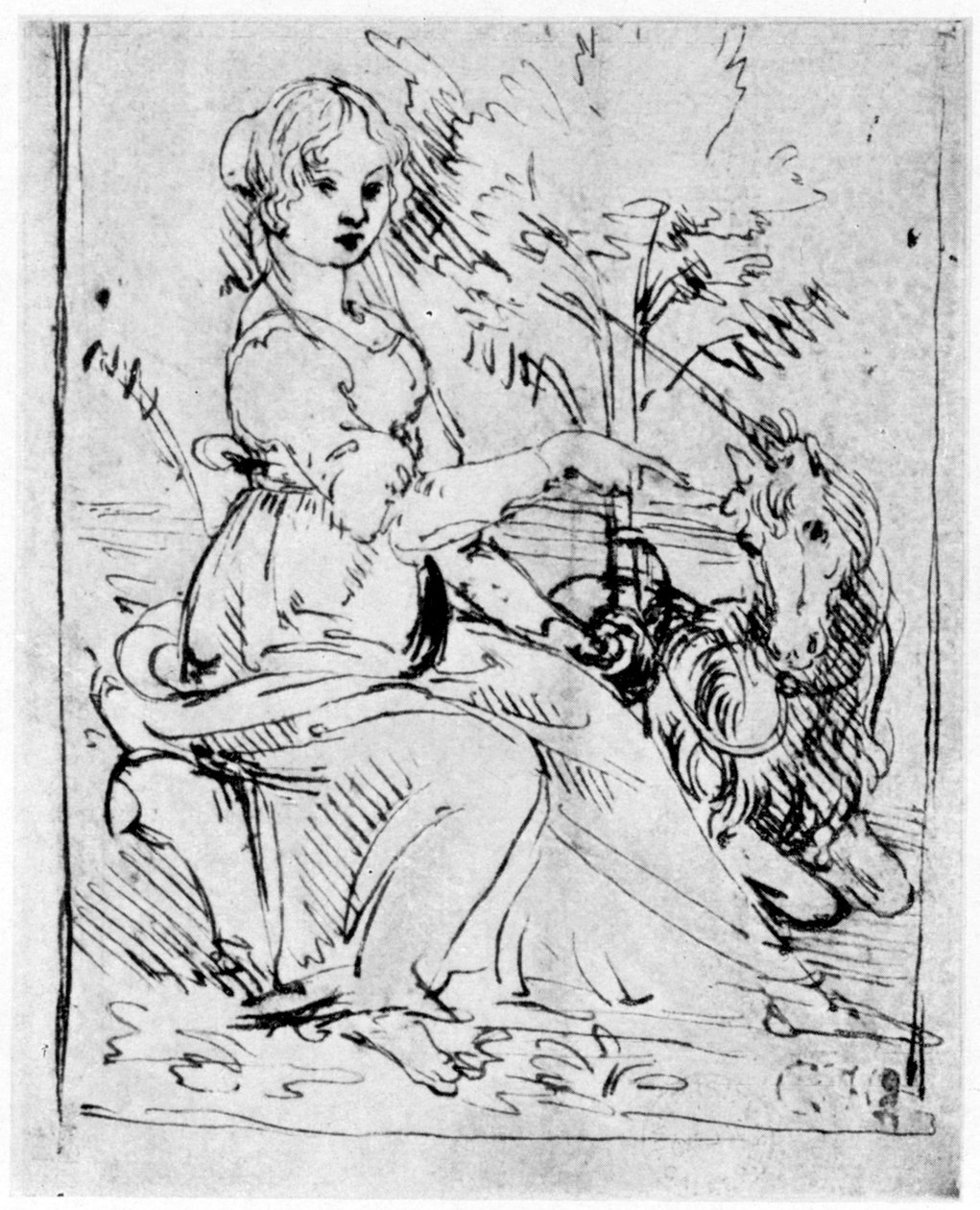 Maiden with a Unicorn, c1480 1954. av Leonardo da Vinci