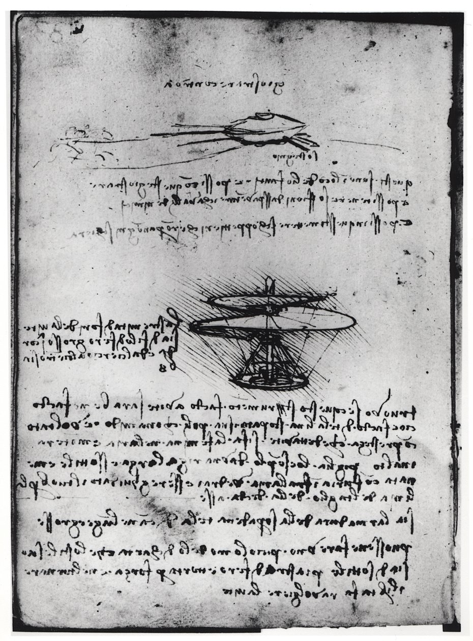 Paris-manuskript B, fol. 83v: Side med tekst og skisser for en flygende maskin, 1488-90 (penn og blekk på papir) av Leonardo da Vinci