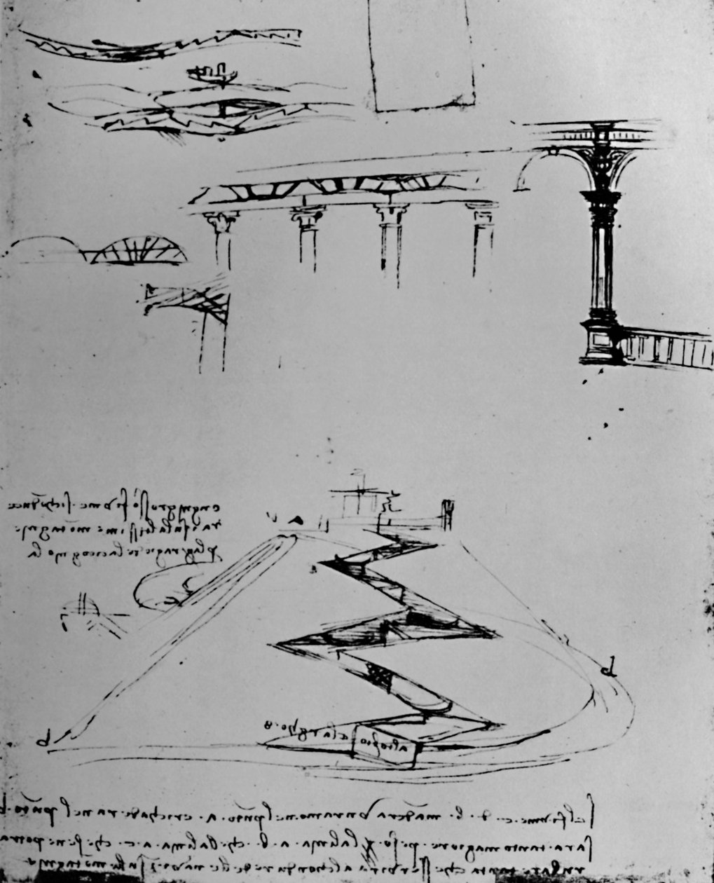 Plan over Canal Ascending Hill ved hjelp av sluser, 1928 av Leonardo da Vinci