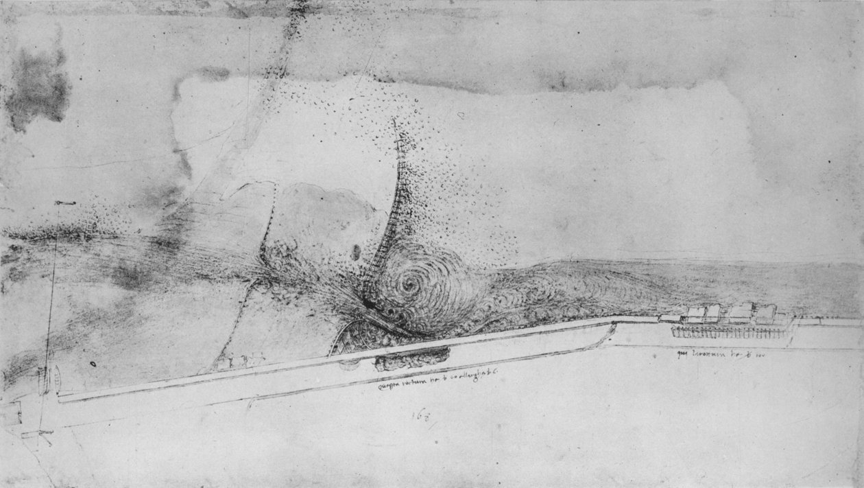 Plan for en voll for å avlede Arno, c1480 1945 av Leonardo da Vinci