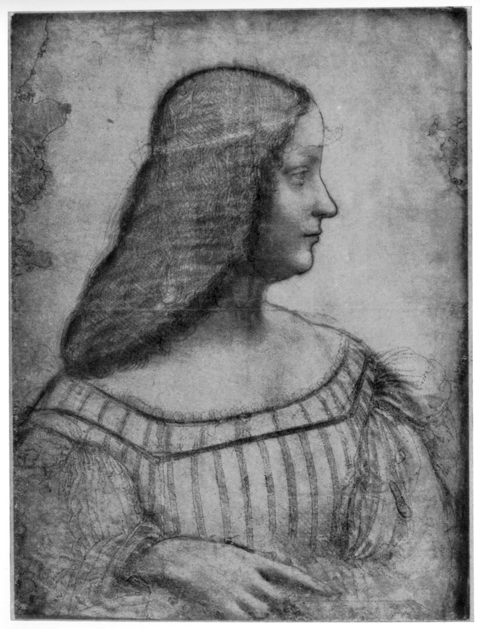Portrett av Isabella dEste, 1500 1954. av Leonardo da Vinci