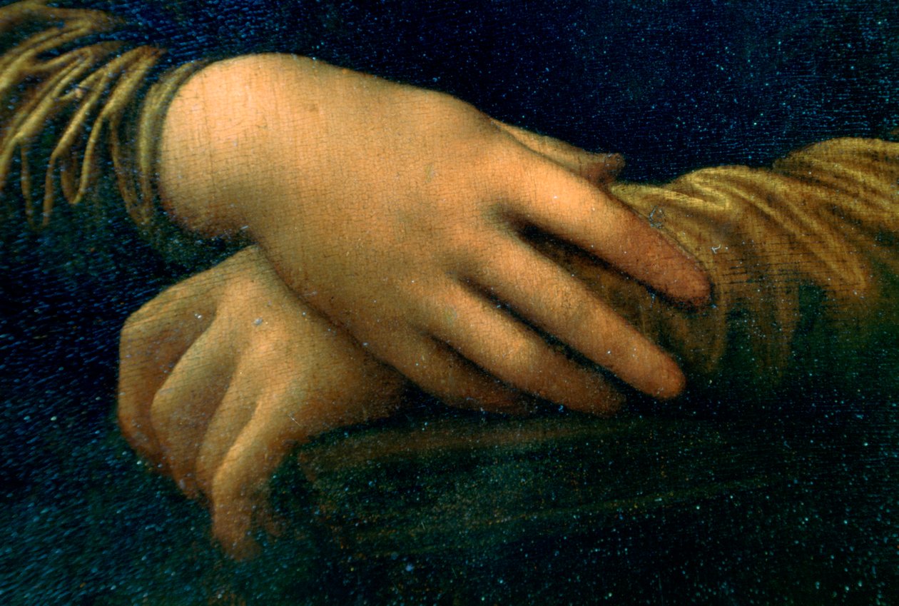 Portrett av Mona Lisa detalj, 1503-1506 av Leonardo da Vinci