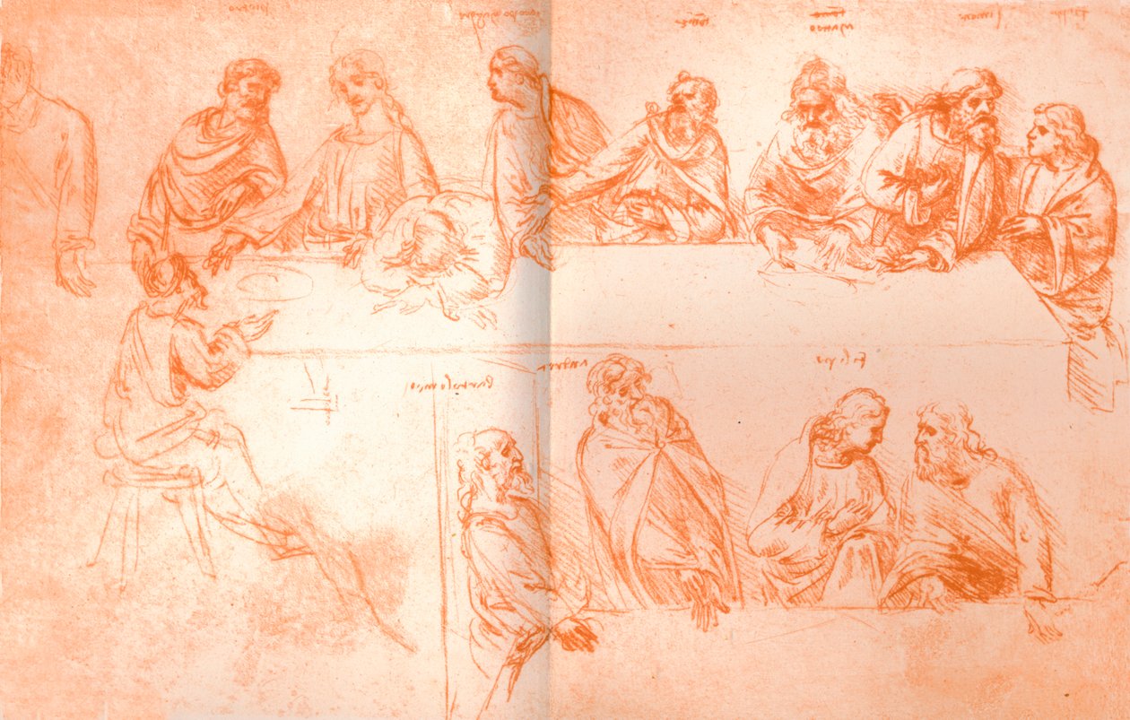 Forberedende skisse til maleriet av `The Last Supper`, c1494-c1499 1883 av Leonardo da Vinci