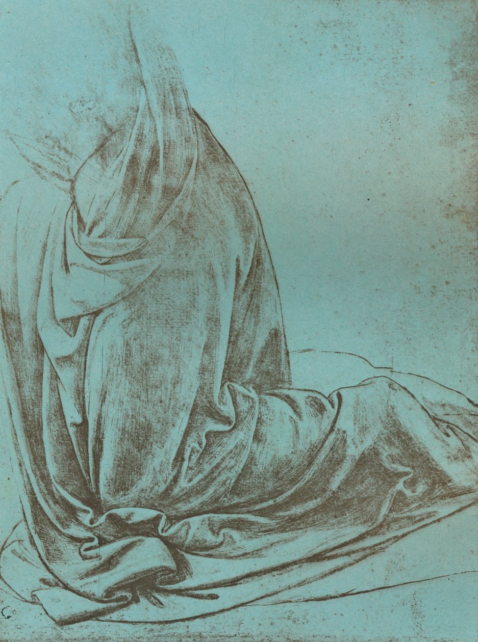 Forberedende studie av draperi for engelen i `Virgin of the Rocks`, 1472-c1519 1883 av Leonardo da Vinci