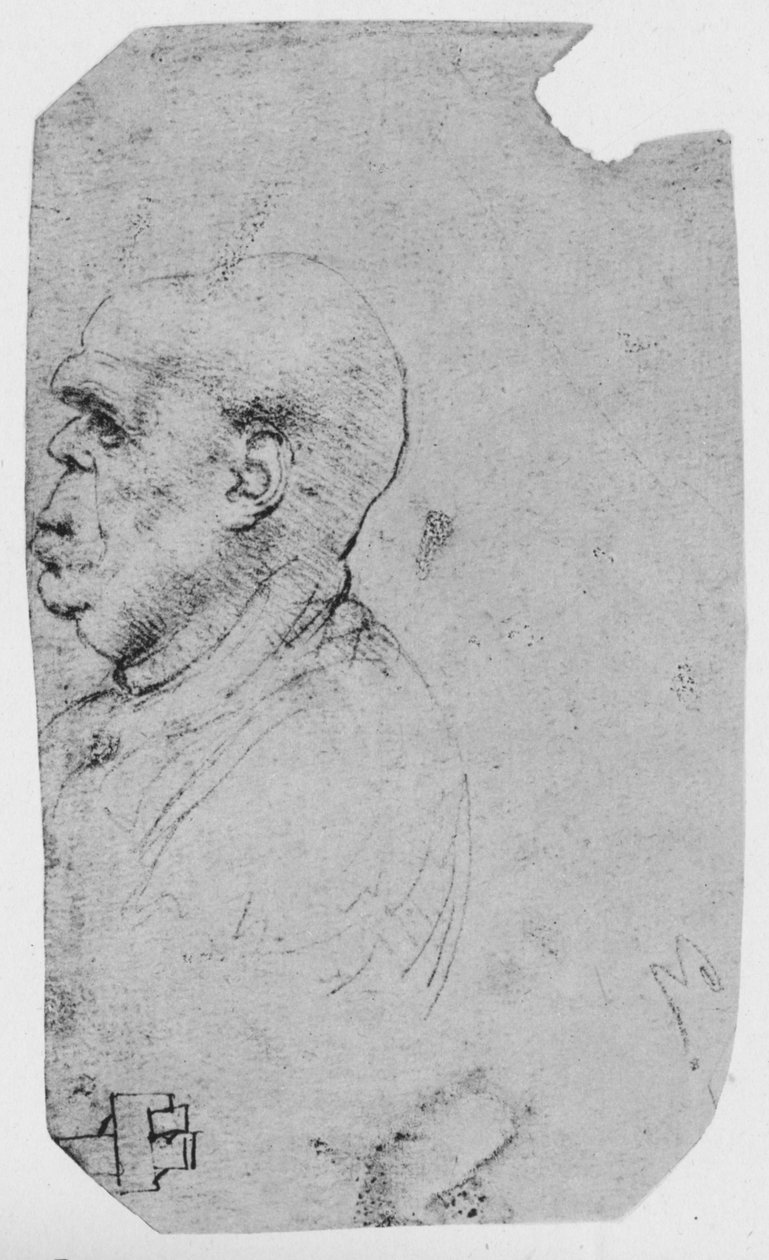Profil av en skallet mann til venstre, c1480 1945 av Leonardo da Vinci