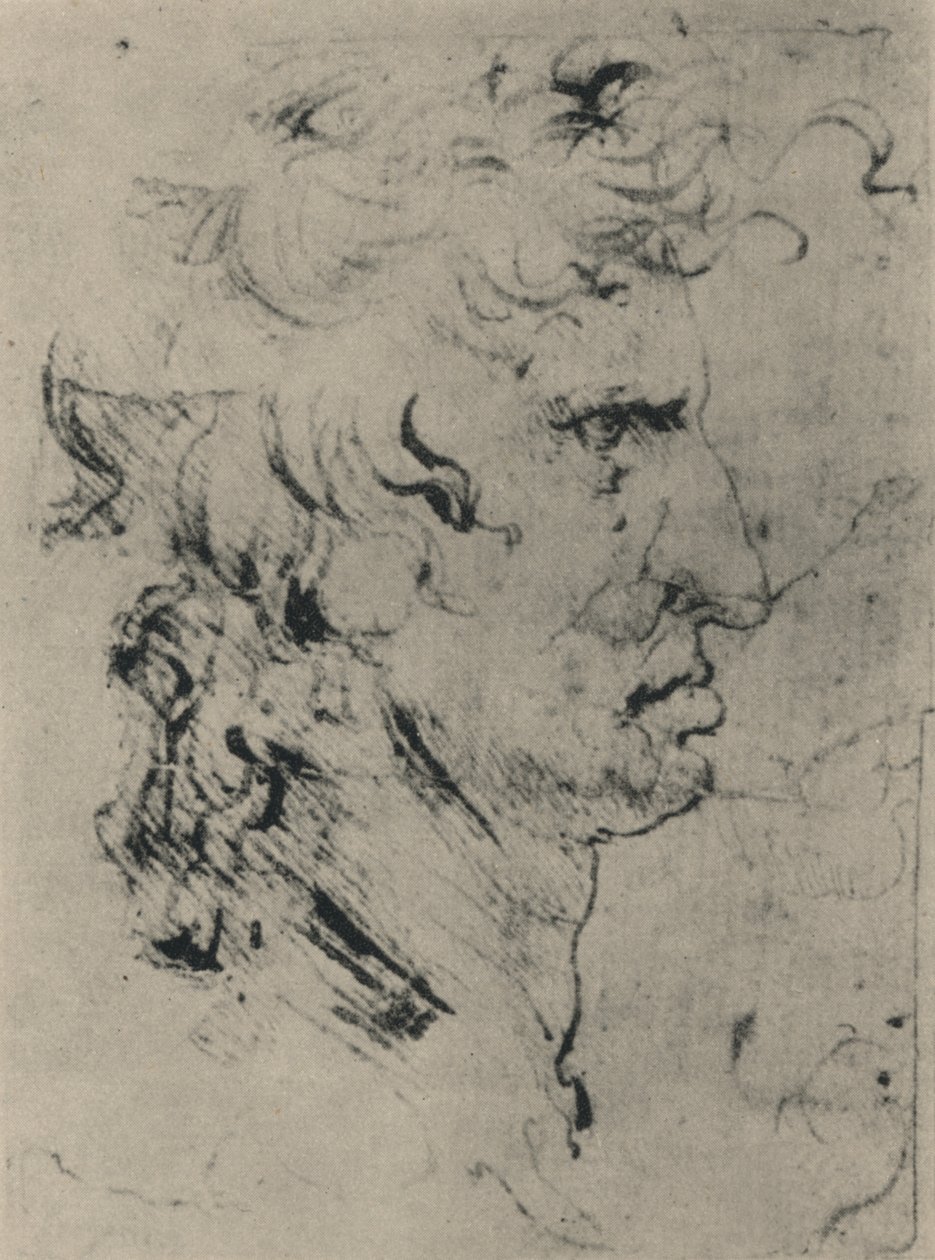 Profil av en mann til høyre, c1480 1945 av Leonardo da Vinci