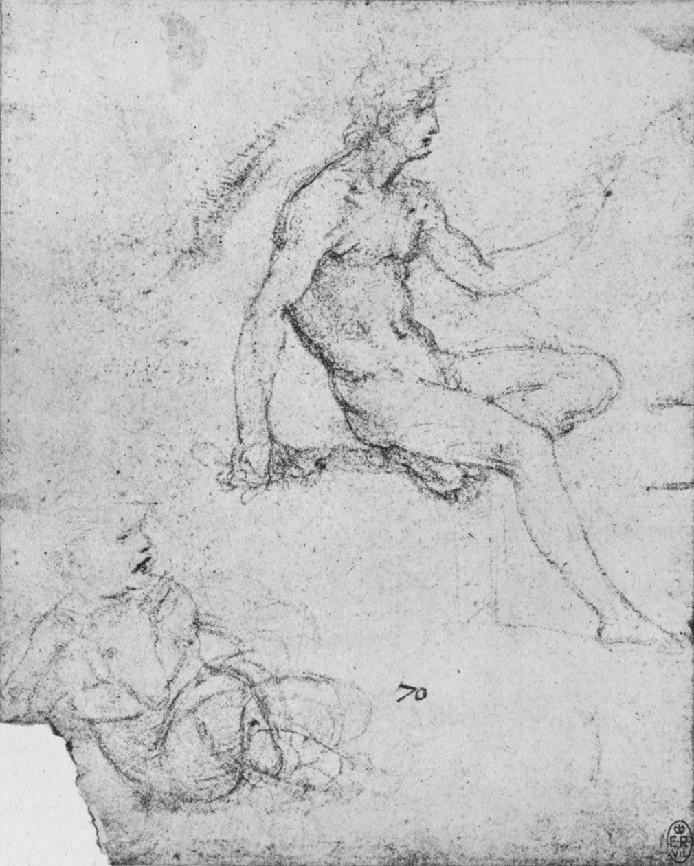 Sittende naken med barn med lam, c1480 1945 av Leonardo da Vinci
