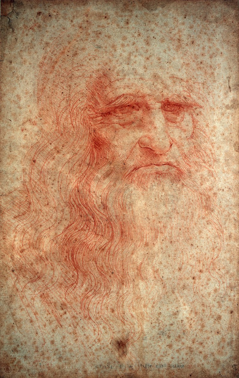 Selvportrett av Leonardo da Vinci, italiensk maler, skulptør, ingeniør og arkitekt, c1513 av Leonardo da Vinci