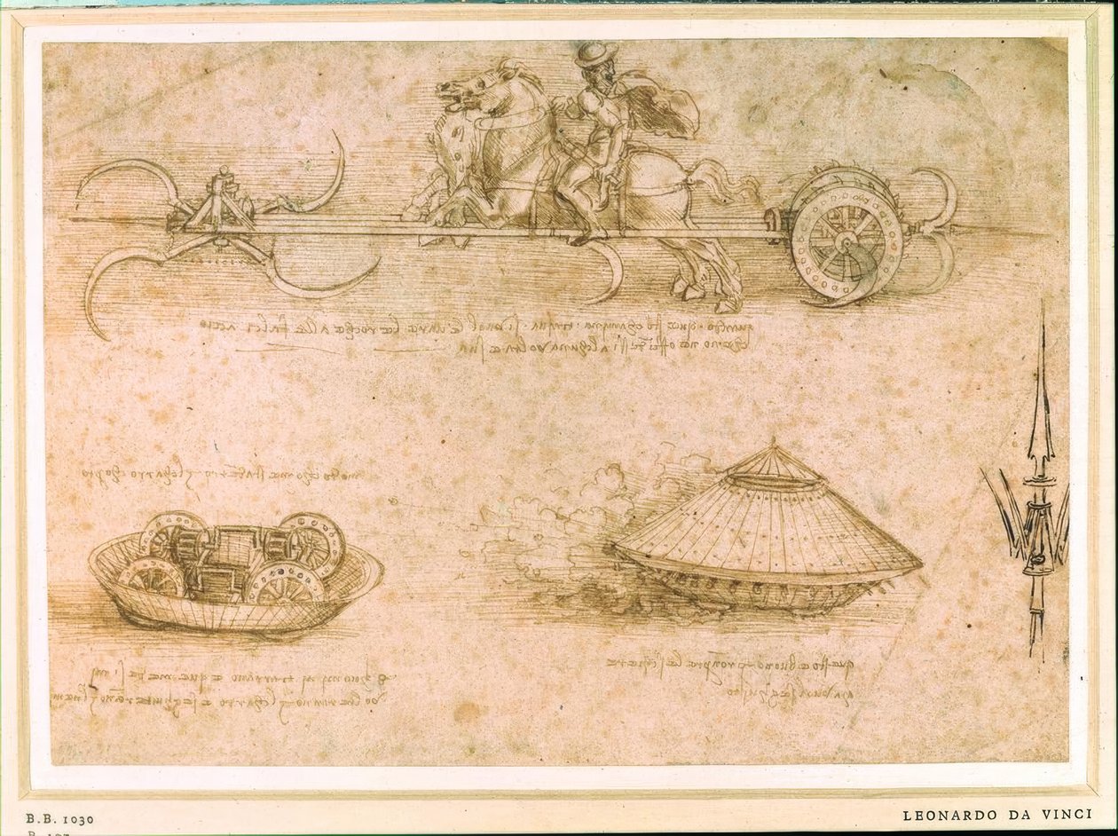 Sigdbil og panservogn av Leonardo da Vinci