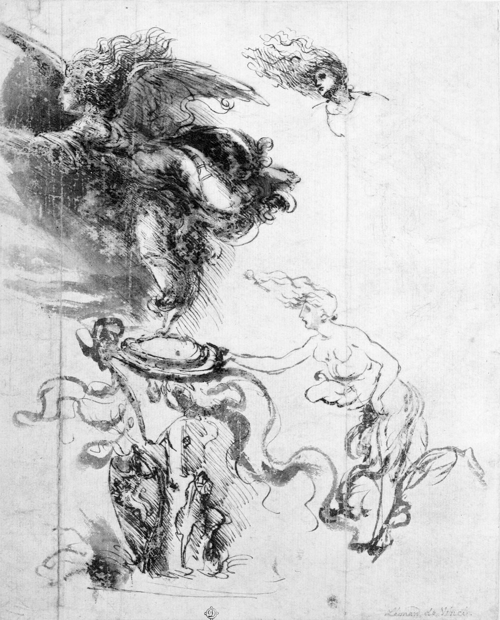 Silhouette of an Angel (penn og blekk på papir) av Leonardo da Vinci
